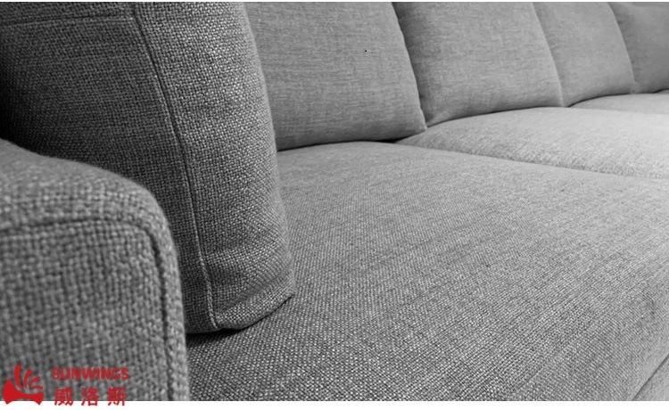 Light and Luxury Metal Frame with Wood Armrest Recreational Fabric Sofa for Living Room