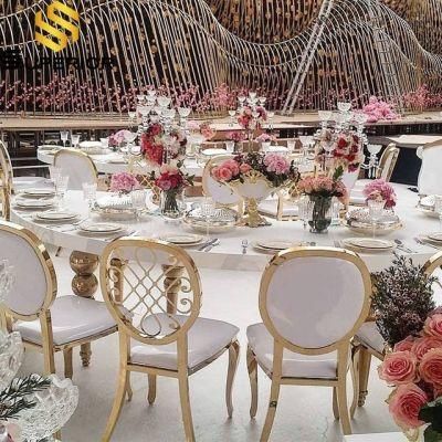 Wedding Event Decoration Gold Stainless Steel Frame Dining Metal Chair