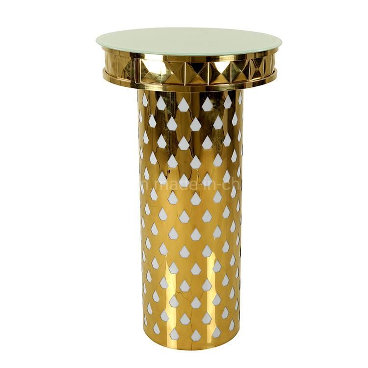 New Design Metal Gold Bar Height Cocktail Table with Stools