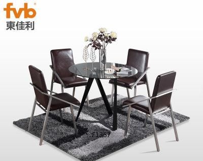 Modern Home Furniture Glass Top stainless Steel Frame Round Dining Tables