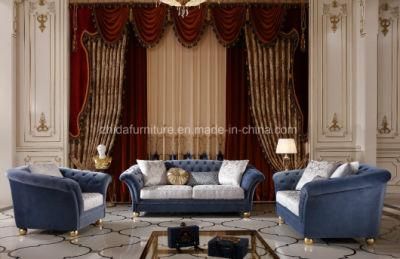 Home Furniture Fabric Sofa Blue Modern Classical for Living Room