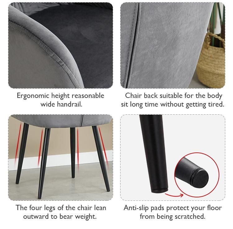 New Arrival Metal Legs Restaurant Fabric Upholster Dining Chair for Hotel Restaurant Home