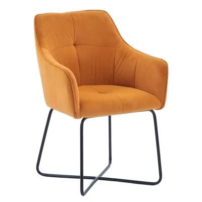 Modern Style Home Furniture Soft Orange Velvet Restaurant Dining Chair for Living Room