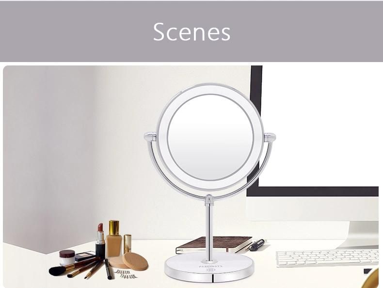 China Supplier Double Sided Magnifying Metal LED Makeup Desktop Mirror