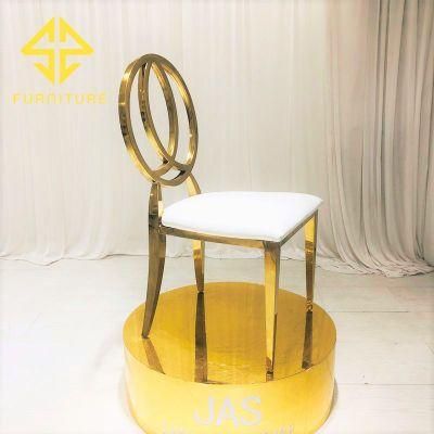 2021 Hot Shining Gold Round Back Stainless Steel Dining Chair Hotel Furniture Wedding Chair