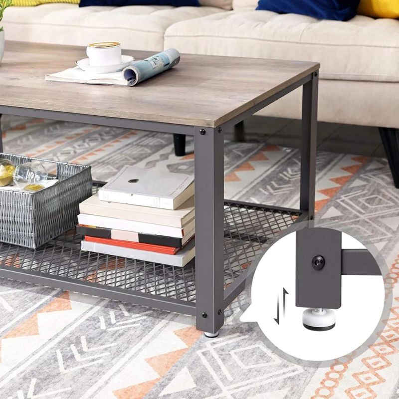 Round Coffee Table and Rectangular Coffee Bryce Coffee Table with Storage Shelf for Living Room
