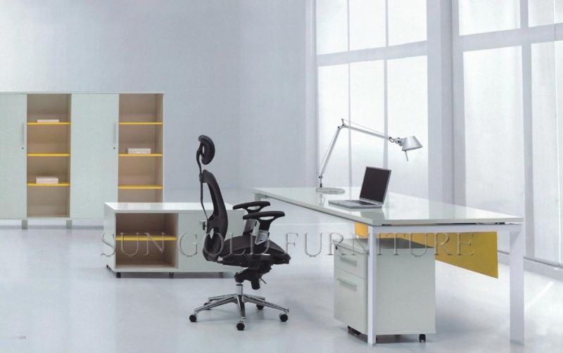 Modern Sun Gold Office Furniture Factory Table High Gloss White Office Desk