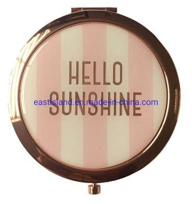 Rose Gold Metal Promotional Handy Round Makeup Mirror Pocket Mirror