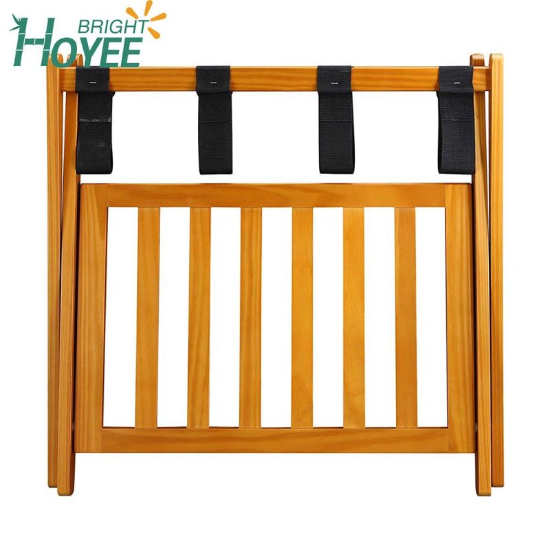 Pinewood Foldable Luggage Storage Hotel Wooden Luggage Rack