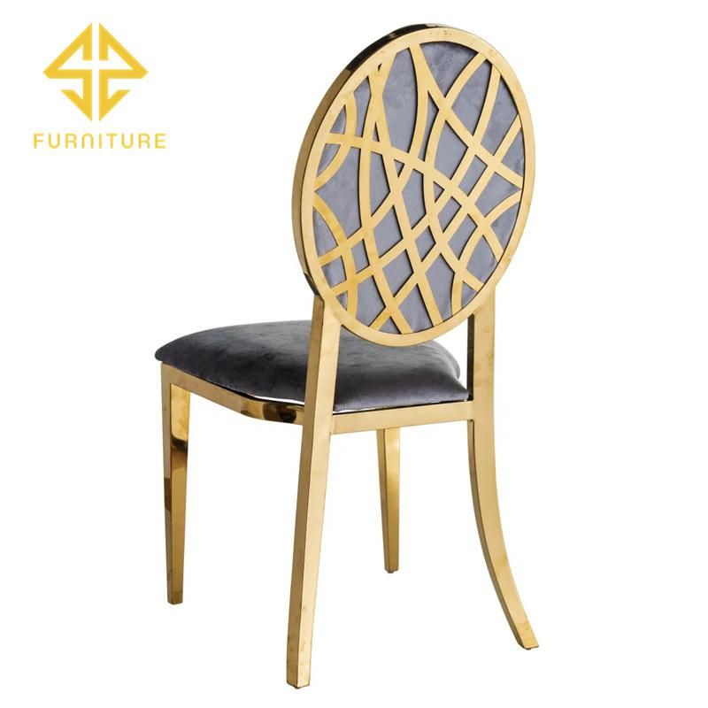 Wholesale Gold Stainless Steel Frame Velvet Cushion Wedding Banquet Chair