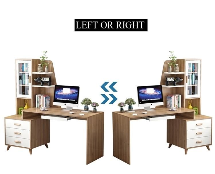 Customized Modern Wooden Bookcase with Study Table Set Computer Desk Factory Price