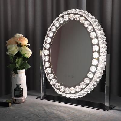 Luxury Crystal Mirror with Oval Shape for Home Deco and Makeup