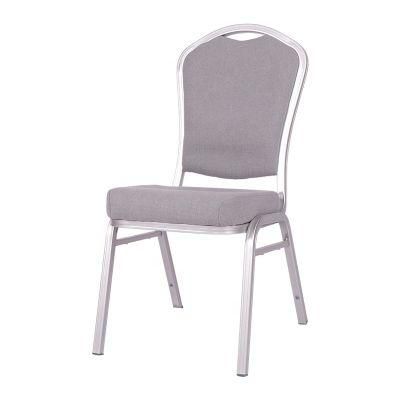 Hotel Furniture Stacking Silver Steel Banquet Chair Wedding with Cover