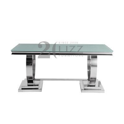 New Arrival Contemporary Stainless Steel Home Furniture Rectangle Modern Marble Metal Table