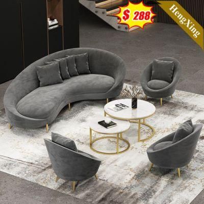 Luxury Modern Design Hotel Lobby Gray Color Fabric Velvet Sofa Set Living Room Home Leisure Sofa