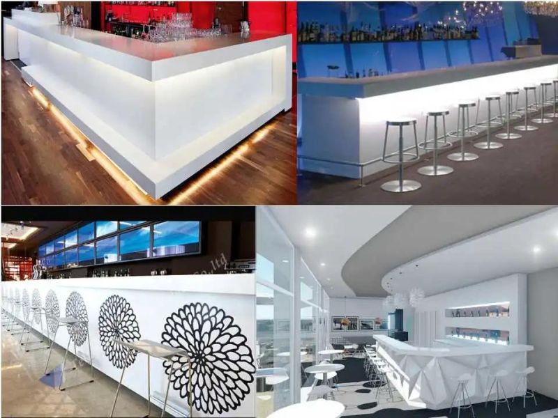 25 Feet Long Acrylic Stone Bar Counter for Night Club LED Night Club Furniture
