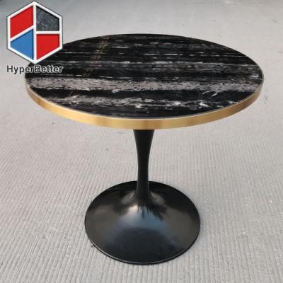 Natural Silver Portoro Marble Top Coffee Table with Rim Round 60cm