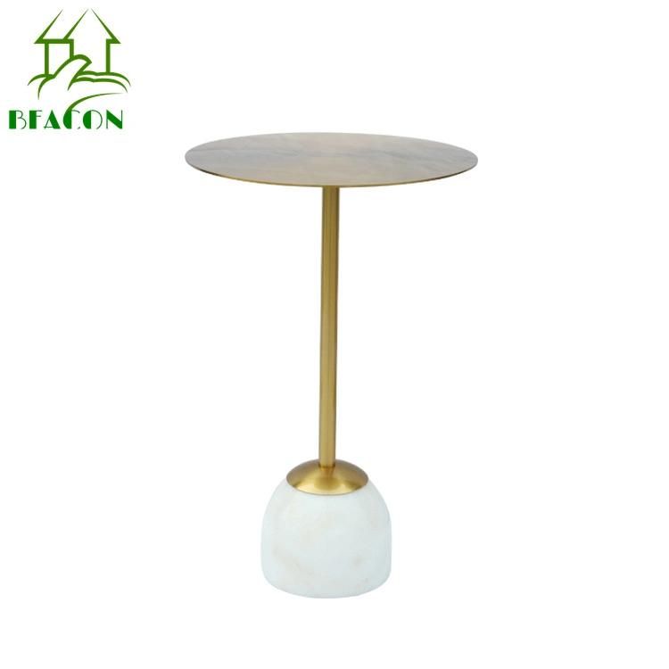 High Quality Modern Small Living Room Furniture Round Marble Steel Tea Table Coffee Table Use Side Table