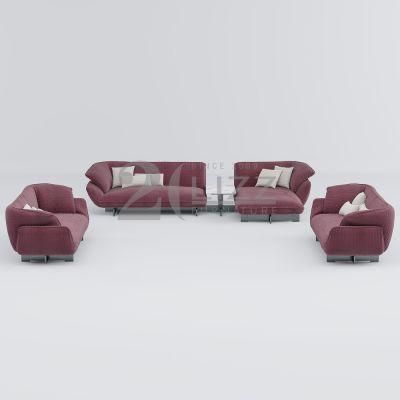 Modern Minimalist Style Wood Living Room Furniture Set Leisure Fabric Sofa with Middle Coffee Table