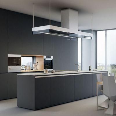 Latest Complete Set Dark Gray Color MDF Wood Cabinets Furniture Designs Modern Grey Matte Finish Lacquer Kitchen Cabinet