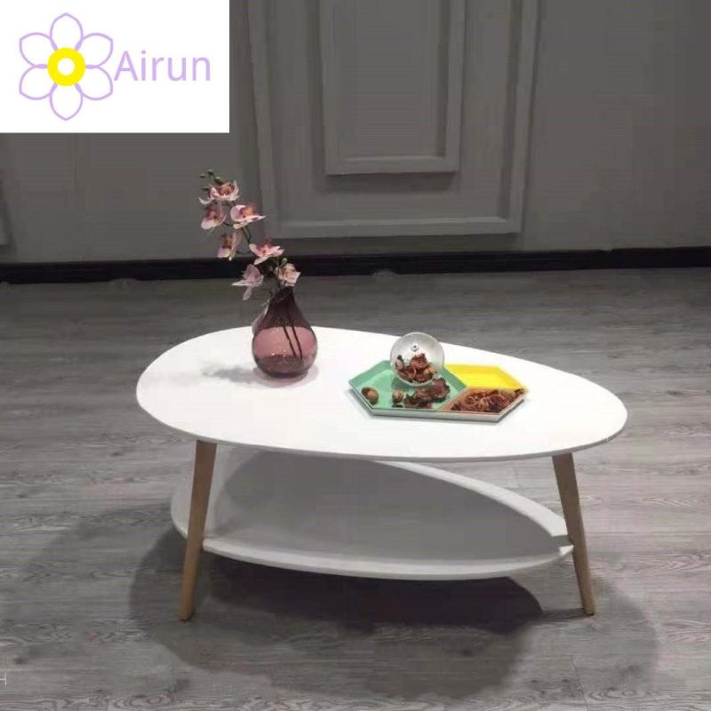 Home Living Room Furniture Simple Double Layers Two Levels Wooden Coffee Table