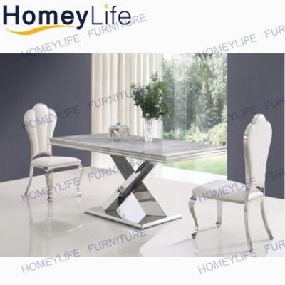 Hotel Home Kitchen Metal Marble Dining Room Table Furniture