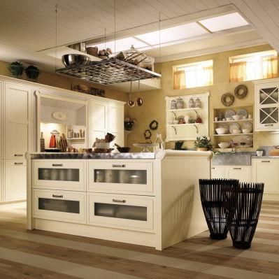 Handle Free Modern Design Matt Finish Lacquer Kitchen Furniture with Wooden Island