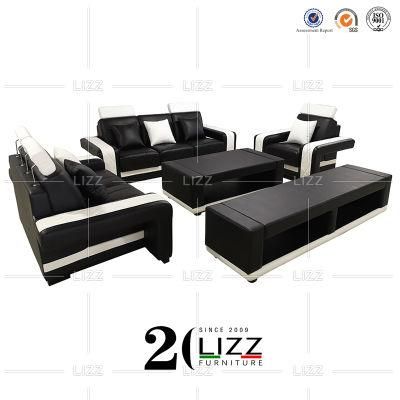 Contemporary Modern Style Wooden Frame Home Furniture Genuine Leather Sofa Set