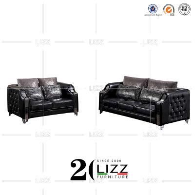Antique Amercian Style Luxury Comfortable Geniue Leather Home Living Room Sofa