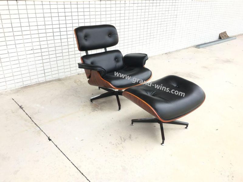 Modern Home Furniture Aluminum Aviator Designer Genuine Leather Lounge Chair