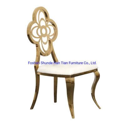 Flower Back Snake Foot Design Stainless Steel Hotel Wedding Banquet Dining Chair