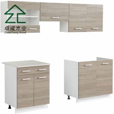Oak Plywood Faced Melamine Kitchen Cabinet with Handle