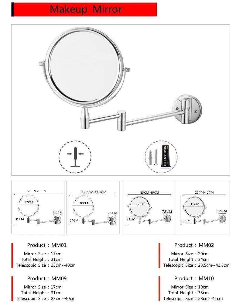 Bright Silver 7 Inch Customized Makeup Mirror Retro Desktop Dressing Table Mirror Bathroom 2X/3X/5X Magnifying Beauty Makeup Mirror