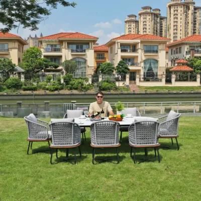 Modern New Design Outdoor Garden Dining Aluminum Table and Chair Set Sectional Restaurant Furniture