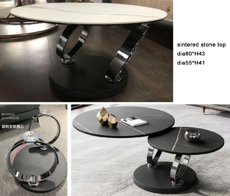 Sintered Stone Modern Stainless Steel Adjustable Coffee Table