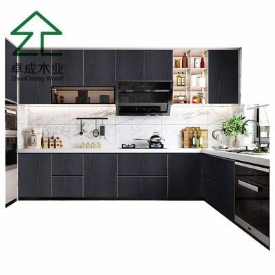 L Style Black Hight Gloss UV MDF Kitchen Cabinet with Hinge