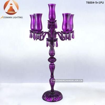 Crystal Wedding Table Candelabra in Purple Color