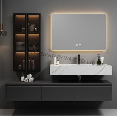Modern Luxury Bathroom Vanity with Touch Switch LED Mirror, Side Cabinet