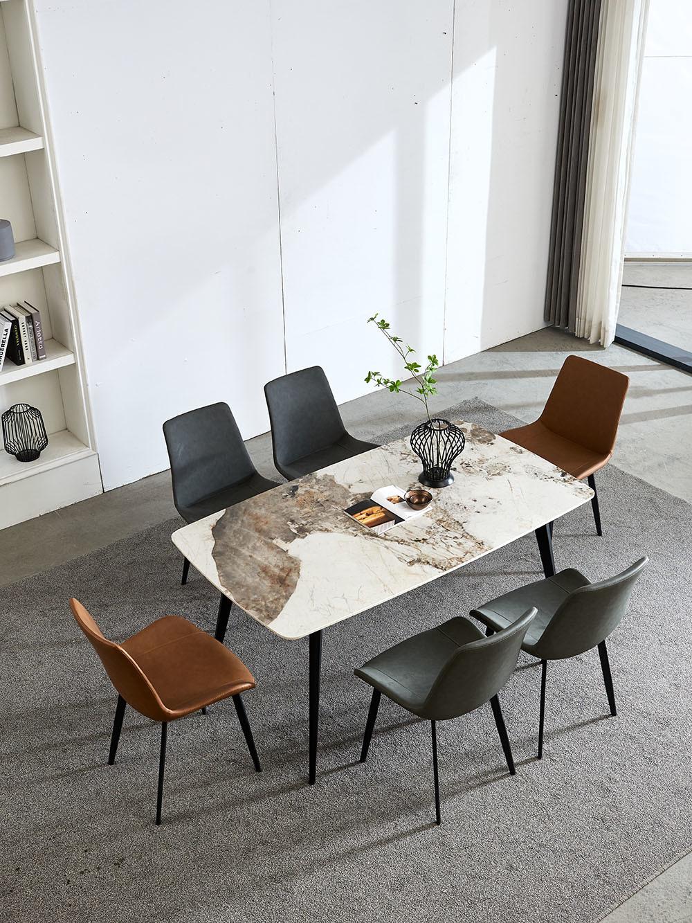 Home Living Room Furniture Grey Marble Dining Table Rock Beam