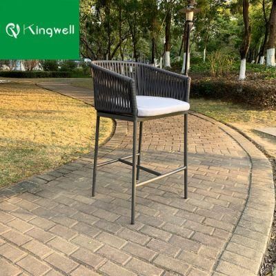 Modern Hotel Furniture Rope Bar Stool Outdoor Webbing High Chair for Garden Patio Used
