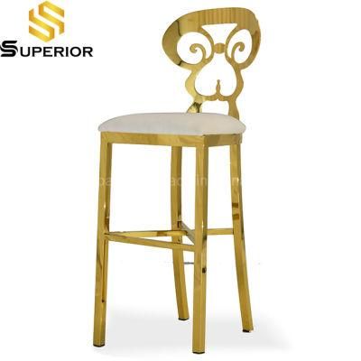 Modern Hotel Furniture Stainless Steel Bar Stools with Back