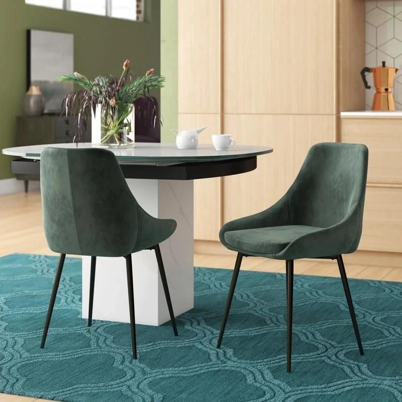 China Factory Customization Fancy Velvet Dining Room Chair with Black Legs