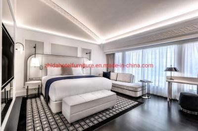 Modern Wood Upholstered with White Leather Hotel Bedroom Furniture