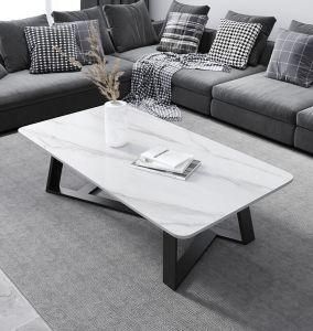 Modern European Style White Marble Coffee Table Black Grey Rectangle Coffee Tables Living Room Furniture