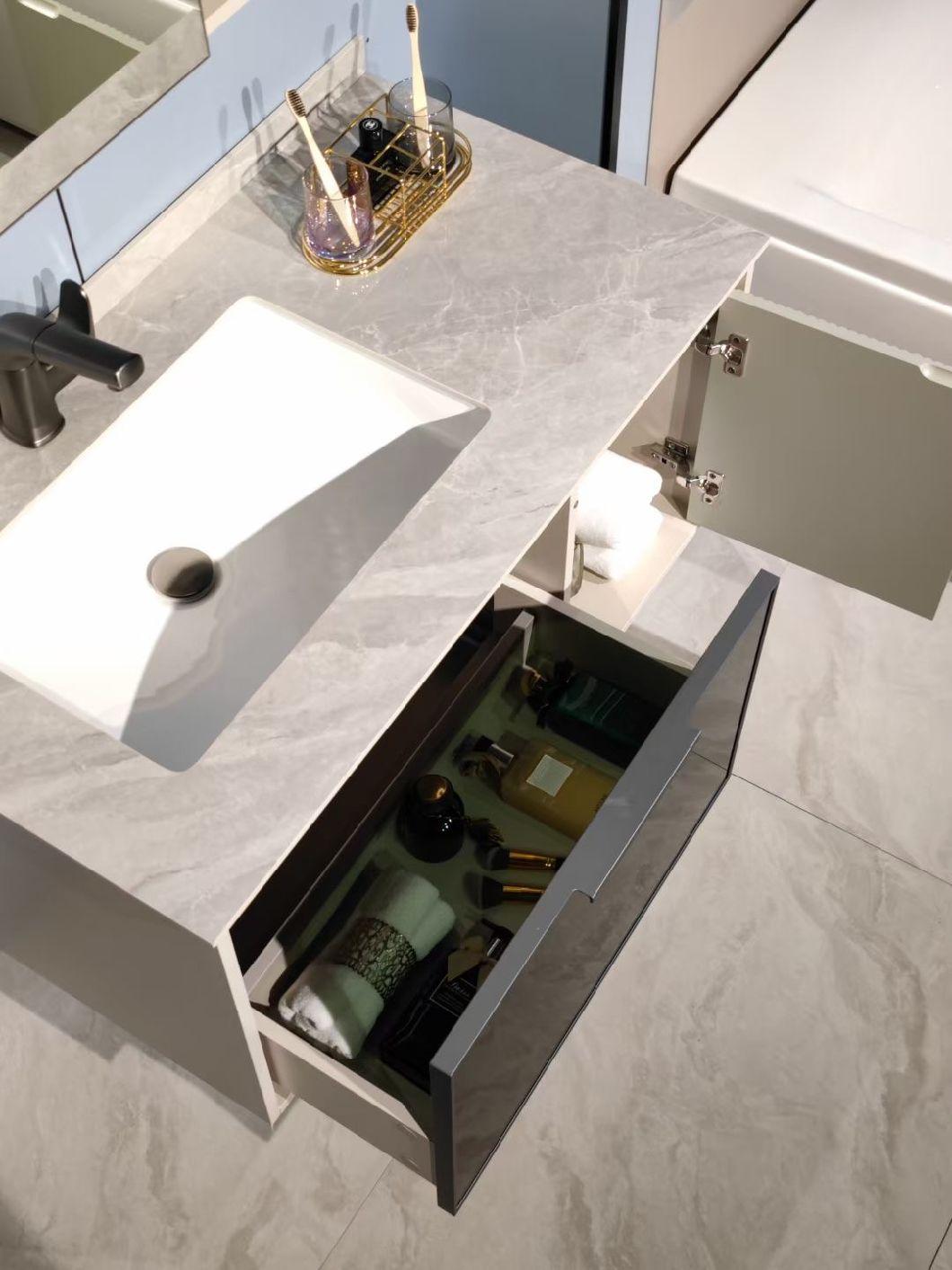 Modern Bathroom Vanity Cabinet with Mirror, Rectangle Sink Cabinet