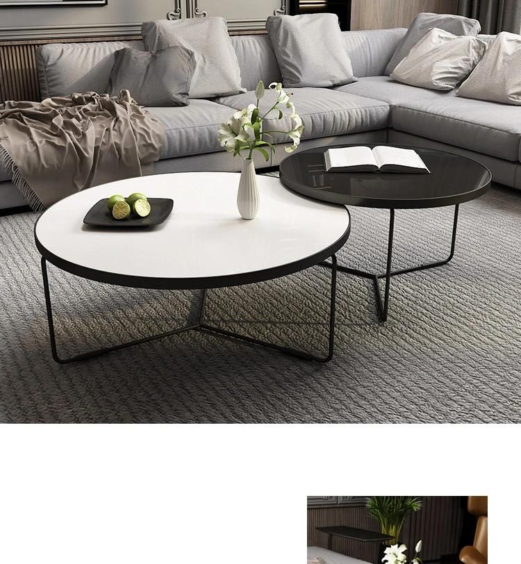 Patio Furniture Small Round Marble Side Table Nesting Coffee Table