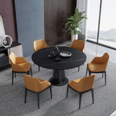 Modern Home Restaurant Dining Furniture Marble Round Noble Black Dining Table
