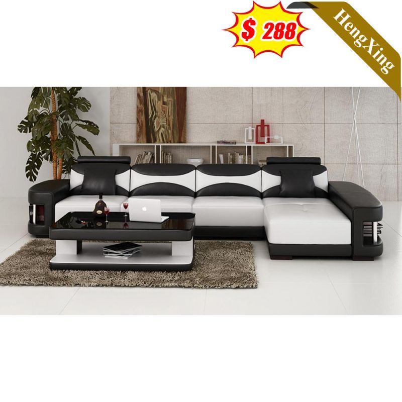 Modern Home Living Room L Shape Leisure Function Sofas Set Office PU Leather Fabric 5 Seat Sofa