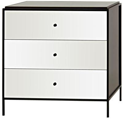 Mirrored Furniture Glass Table Steel Frame Coated Finish Nightstand