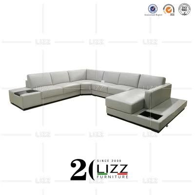 China Factory Wholesale Nordic Style Home Office Furniture Modern Living Room off-White Genuine Leather Sofa